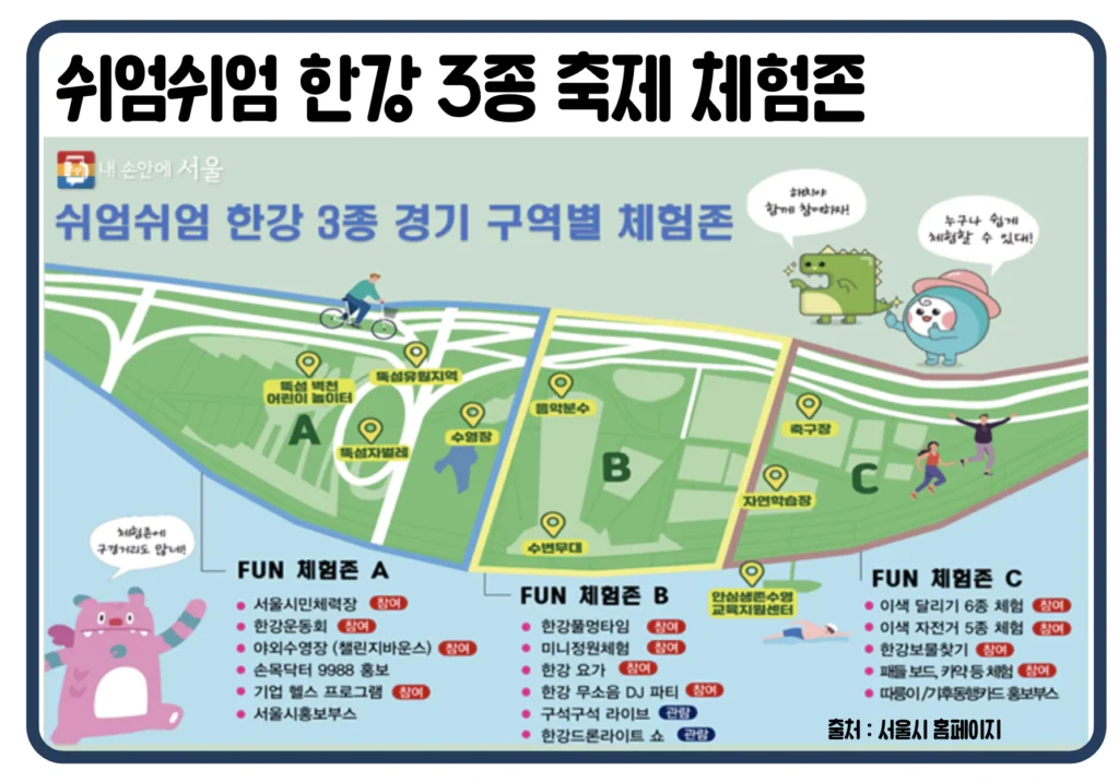 2024 쉬엄쉬엄 한강 여름 3종 축제 수영 달리기 자전거