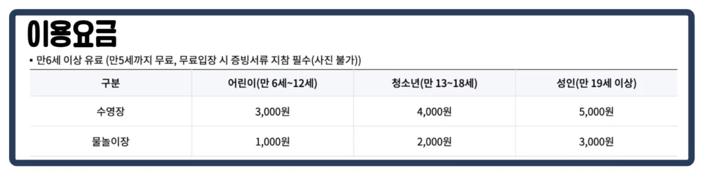 2024 한강수영장 요금