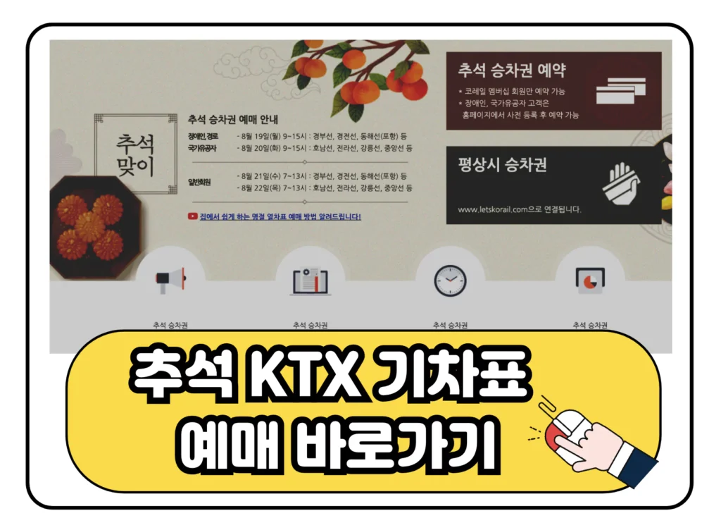 추석 기차표 예매 KTX 바로가기 이미지