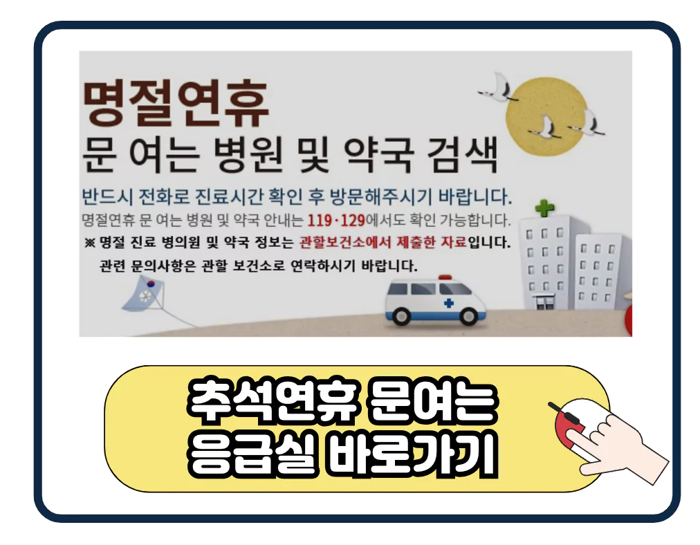 추석 연휴 문여는 응급실 찾는 방법