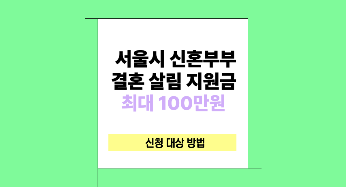 서울시 신혼부부 결혼 살림 지원금 혜택 신청 대상 방법