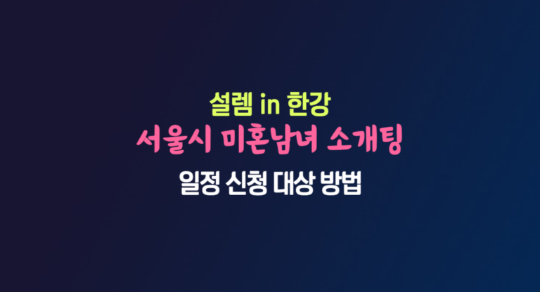 설렘 in 한강 서울시 미혼남녀 소개팅 일정 신청 방법 나는솔로 서울판